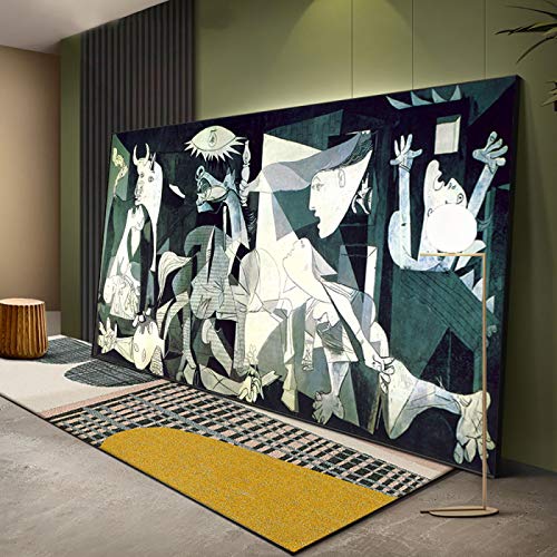 Pablo Picasso Wandkunst Picasso Guernica Gemälde Eingewickelte Leinwandkunst für Schlafzimmer Wohnzimmer Dekoration Fertig zum Aufhängen 75x150cm (30x59in) Mit Rahmen von LLNN