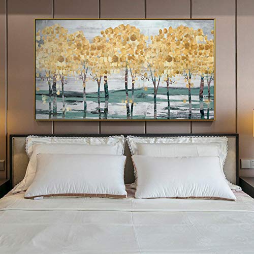 Wandkunst Leinwanddrucke Goldene moderne Bäume Pop Art Leinwandbilder Wandplakate und Drucke Dekor 60x130cm Ungerahmt von LLNN