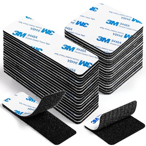 LLNRC Klettband Selbstklebend Extra Stark Schwarz,12 Stück Industrie Rechteck Klettverschluss Doppelseitige Klebende Selbstklebend für Wände,Boden,Gläser, Plastik,Quadrat/Rechteck von LLNRC