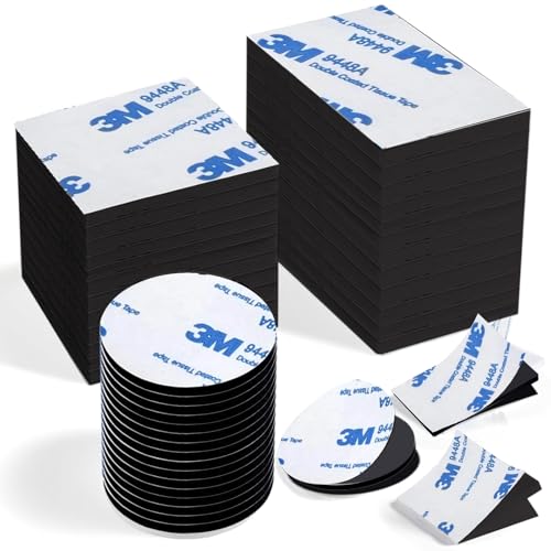 LLNRC 60 Stück Doppelseitiges Klebeband Extra Stark,Schaumstoff Klebepads,Schwarz Selbstklebendes Klebeband für Wände Boden Kunststoffe Gläser Metall von LLNRC