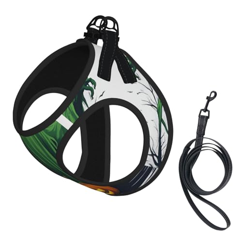 L Pet Leash Vest Dog Harness - Small Size Green Ghost Horror Halloween Pumpkin Print Leash Set with Buckle, Canine Companion Outdoor dog walking L Pet Leash Vest Dog Harness - Small Size Green Ghost Horror Halloween Pumpkin Print Leash Set with Buckle, Canine Companion Outdoor dog walking von LLOTPQ