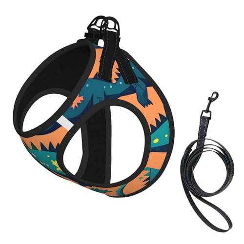 L Pet Leash Vest Dog Harness - Small Sized Dinosaur Print Leash Set with Buckle, Canine Companion Outdoor dog walking von LLOTPQ