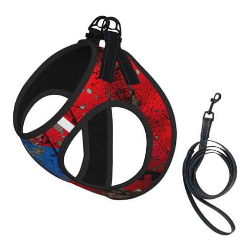 L Pet Leash Vest Hundegeschirr, kleine Größe, Puerto Rico, Tapeten-Flagge, bedruckt, Leinen-Set mit Schnalle, Hundebegleiter, Outdoor-Hund von LLOTPQ