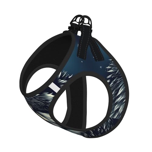 L Pet Leash Vest Hundegeschirr – Kleine Größe, Wolfsnacht-Mond-Druck, Leinen-Set mit Schnalle, Hundebegleiter, Outdoor-Spaziergänge von LLOTPQ
