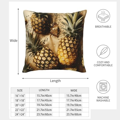LLOTPQ Kissenbezug aus Kunstleinen, 45,7 x 45,7 cm, goldfarbener Glitzer, Ananas-Druck, 2er-Set, weich und atmungsaktiv, Reißverschluss, Seitenschlaf, Memory-Effekt, kuschelig LLOTPQ Kissenbezug aus Kunstleinen, 45,7 x 45,7 cm, goldfarbener Glitzer, Ananas-Druck, 2er-Set, weich und atmungsaktiv, Reißverschluss, Seitenschlaf, Memory-Effekt, kuschelig von LLOTPQ