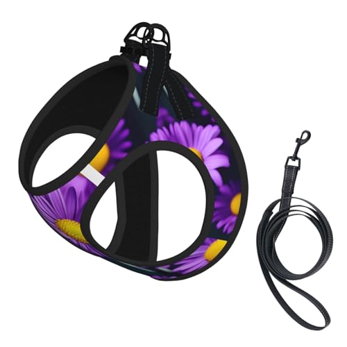 M Pet Leash Vest Dog Harness - Small Size Purple Daisy Flower Print Leash Set with Buckle, Canine Companion Outdoor dog walking M Pet Leash Vest Dog Harness - Small Size Purple Daisy Flower Print Leash Set with Buckle, Canine Companion Outdoor dog walking von LLOTPQ