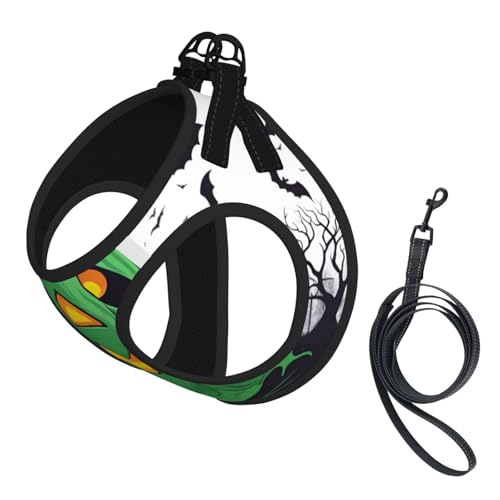 S Pet Leash Vest Dog Harness - Small Size Green Ghost Horror Halloween Pumpkin Print Leash Set with Buckle, Canine Companion Outdoor dog walking S Pet Leash Vest Dog Harness - Small Size Green Ghost Horror Halloween Pumpkin Print Leash Set with Buckle, Canine Companion Outdoor dog walking von LLOTPQ