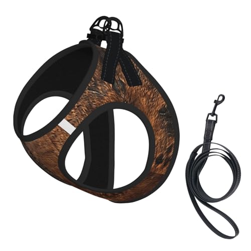 S Pet Leash Vest Hundegeschirr – kleine Größe, braunes Rindsleine, Kunstdruck-Leinen-Set mit Schnalle, Hundebegleiter, Outdoor-Spaziergänge von LLOTPQ