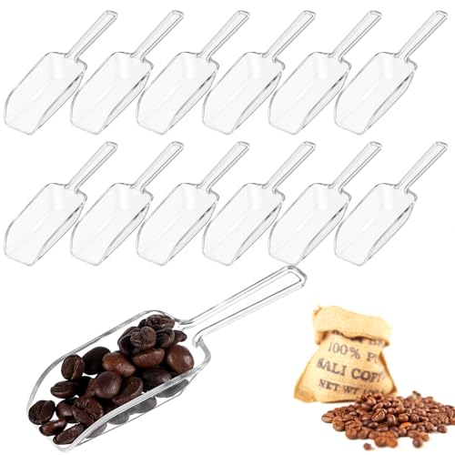 12 Stück Kunststoff-Küchenschaufel, Transparenter Kunststoff Eisschaufel Kleiner Mehlschaufel Multifunktionaler Messlöffel für Süßigkeiten Eis Kaffee und Tee von LLOUSSAK