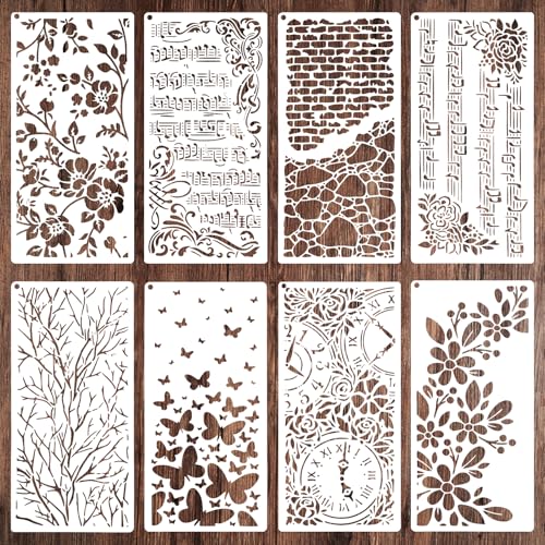 8 Stück Malschablonen, Wiederverwendbare Zweig Notiz Schichtung Schablonen Textilgestaltung Schablonen Wandgestaltung Schablonen für Möbel Polster Wände Karten Leinwand 8 Stück Malschablonen, Wiederverwendbare Zweig Notiz Schichtung Schablonen Textilgestaltung Schablonen Wandgestaltung Schablonen für Möbel Polster Wände Karten Leinwand von LLOUSSAK