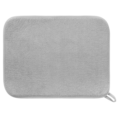 LLOUSSAK Mikrofaser Trockenmatte, 30 x 40cm Doppelseitige Küchen Abtropfmatte Geschirr Stark Saugfähige Abtropfmatte für Küchengeschirr Esstisch Teetisch Grau von LLOUSSAK
