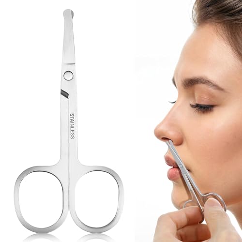 Nasenhaarschere,Edelstahl Bartschere Nasenhaar Schere, Schnurrbartschere mit Abgerundeten Spitzen,Rostfreie Professionelle Nasenschere,Profi Bartschere von Barthaaren,Ohrhaaren und Nasenhaaren Nasenhaarschere,Edelstahl Bartschere Nasenhaar Schere, Schnurrbartschere mit Abgerundeten Spitzen,Rostfreie Professionelle Nasenschere,Profi Bartschere von Barthaaren,Ohrhaaren und Nasenhaaren von LLOUSSAK