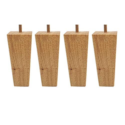 4er Set Holz Möbelfüße,Möbelbeine,gerade eckig Eichefüße,Tischbeine,TV-Schrank Füße,Ersatz Schrankfüße,Tischfuß,mit vorgebohrten M8 2.3cm Bolzen,für Sofa,Bett,Couch,Ottomane(10cm) von LLPEIJIE026