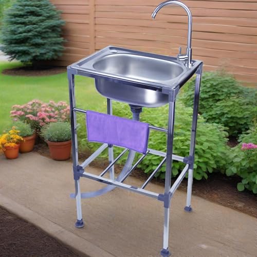 Edelstahl Freistehende Spüle,Mobile Küchenspüle Outdoor 1 Becken Waschküchenspüle,Multifunktions Waschbecken Ausgussbecken Tragbar Spülbecken,für Gastro,Garten,Camping Edelstahl Freistehende Spüle,Mobile Küchenspüle Outdoor 1 Becken Waschküchenspüle,Multifunktions Waschbecken Ausgussbecken Tragbar Spülbecken,für Gastro,Garten,Camping von LLPEIJIE026