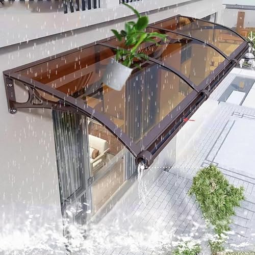 Modernes Design Türvordach Vordach Haustür aus Aluminium und Polycarbonat UV-Schutz Überdachung mit Zubehör Pultbogenvordach, für Garage Balkon Fenster,-40 bis 120°C (60x460cm,A) von LLPEIJIE026