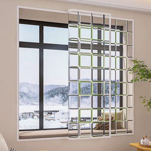 Winter Fenster Isolierfolie Kit isolierender Thermovorhang Kälteschutz Wärmeschutzvorhang Selbstklebende Fensterisolierfolie Ohne Bohren Staubschutz Dichtung Vorhänge (W100xH130cm/39x51in) von LLPEIJIE026