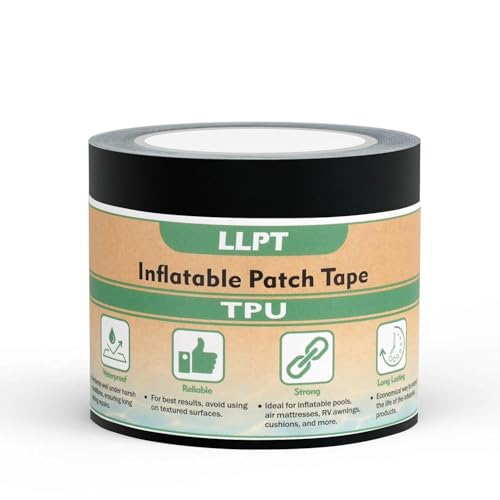 LLPT Aufblasbares Flicken-Reparaturband | Wasserdicht Langlebig zäh | Klebstoff für Luftmatratzen Hüpfburgen Schlauchboote Schwimmbeckenringe Luftkissen (IPT5033BK2) | Schwarz | 51 mm x 3 m von LLPT