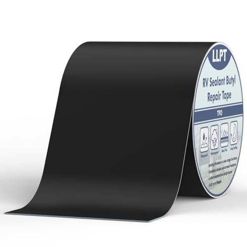 LLPT Butylband | Dach Reparaturband | Schwarz | UV-beständiges RV-Dichtungsreparaturband | Extrem Langlebiges Wasserdichtes Luftdichtes | Für Fenster Wohnmobil Boot (SV62110BK6) | 152 mm x 15 m von LLPT