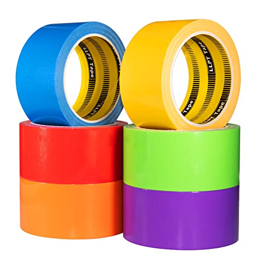 LLPT Klebeband Panzertape Gewebeklebeband | 6 Premium Sortierte Farbpakete | 50MM x 14M | Enthalten Blau Lila Gelb Grün Orange Rot (DT506) von LLPT