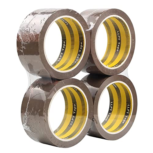 LLPT Packband 48 mm x 60 m 4 Paket Dunkelbraun Undurchsichtig Industrielle Stärke Starke Viskosität Sicherheitsversiegelung auf Allen Kartontypen für den Versand von Umzugskartons (PT4860DB04) von LLPT