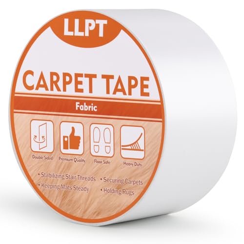 LLPT Teppich-Klebeband Doppelseitig | Rückstandsfreies, Strapazierfähiges Entfernbares Einfacher Gebrauch Stark Haftendes Teppich Klebeband | für Laminat Hartholzböden (DCT505P1) | 50 mm x 5 m von LLPT