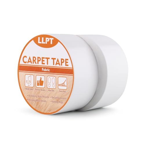 LLPT Teppich-Klebeband Doppelseitig | Rückstandsfreies Strapazierfähiges Entfernbares Stark haftendes Teppichband | für Laminat Hartholzböden (DCT511PK2) | 2 Packungen | 50 mm x 11 m von LLPT