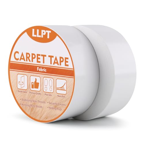 LLPT Teppich-Klebeband Doppelseitig | Rückstandsfreies strapazierfähiges Entfernbares Stark Haftendes Teppichband | für Laminat Hartholzböden (DCT527PK2) | 2 Packungen | 50 mm x 27 m von LLPT