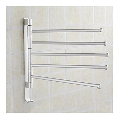LLQAI An der Wand montierter Handtuchhalter aus Aluminium mit Haken, 5-lagiger Mehrzweck-Handtuchhalter zur Badezimmeraufbewahrung, dekorative Handtuchstange zum Aufhängen und Ordnen von von LLQAI