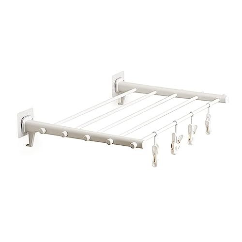 LLQAI An der Wand montierter Wäscheständer, zusammenklappbarer Wäscheständer, versteckter Wäschetrockner, einziehbarer, platzsparender Handtuchhalter mit Vier Clips, Ambition, LLQAI An der Wand montierter Wäscheständer, zusammenklappbarer Wäscheständer, versteckter Wäschetrockner, einziehbarer, platzsparender Handtuchhalter mit Vier Clips, Ambition, von LLQAI