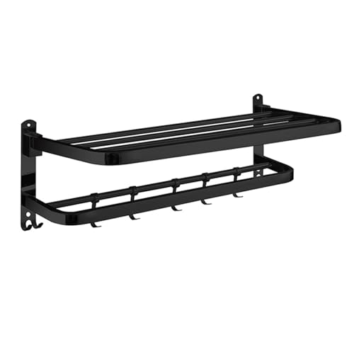LLQAI Badezimmer-Organizer, mattschwarzes Badezimmerregal, Handtuchhalter für die Toilette, Handtuchregal mit 2 Handtuchstangen und 5 mobilen Handtuchhaken, Wandhalterung für Handtücher LLQAI Badezimmer-Organizer, mattschwarzes Badezimmerregal, Handtuchhalter für die Toilette, Handtuchregal mit 2 Handtuchstangen und 5 mobilen Handtuchhaken, Wandhalterung für Handtücher von LLQAI