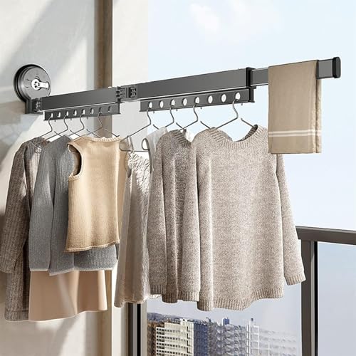 LLQAI Grauer wandmontierter Wäscheständer mit Saugnäpfen und Handtuchhalter – zusammenklappbarer, tragbarer und platzsparender Wäscheständer – ausziehbarer Kleider-Organizer. LLQAI Grauer wandmontierter Wäscheständer mit Saugnäpfen und Handtuchhalter – zusammenklappbarer, tragbarer und platzsparender Wäscheständer – ausziehbarer Kleider-Organizer. von LLQAI