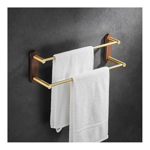 LLQAI Handtuchhalter Handtuchhalter Nagelfreier Handtuchhalter Badezimmer Holz und Aluminium Gebürstetes Gold Handtuchhalter DREI Stangen Handtuchhalter für Badezimmer Küche/Zwei LLQAI Handtuchhalter Handtuchhalter Nagelfreier Handtuchhalter Badezimmer Holz und Aluminium Gebürstetes Gold Handtuchhalter DREI Stangen Handtuchhalter für Badezimmer Küche/Zwei von LLQAI