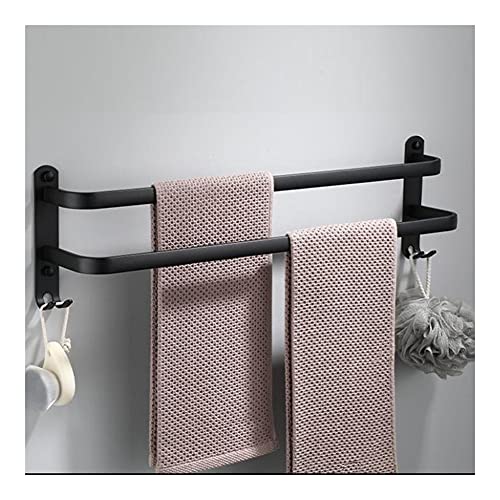 LLQAI Handtuchhalter aus Aluminium zur Wandmontage mit doppelter 50-cm-Handtuchstange und Haken zum Aufhängen von Bademänteln LLQAI Handtuchhalter aus Aluminium zur Wandmontage mit doppelter 50-cm-Handtuchstange und Haken zum Aufhängen von Bademänteln von LLQAI