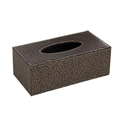 LLRY Taschentuchbox, aus PU-Leder, rechteckig, für Haushalt, Büro, Papierbox, Serviettenhalter, Auto-Dekoration Golden Pattern von LLRY