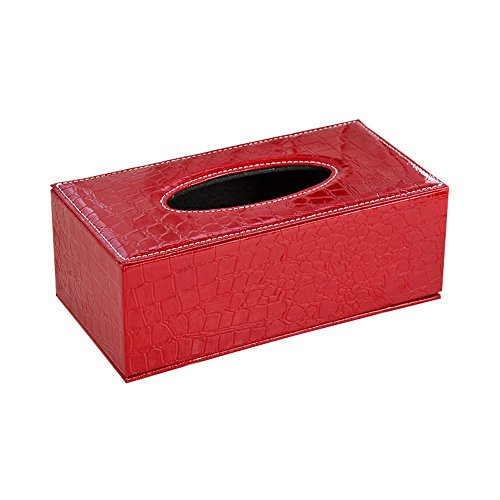 Papierhalter, Attraktive Robustes Platzangebot Etui Serviette Lederhalter Auto Automobildekoration Packungsinhalt Leder Haushalt Büro Tissue Box Papierhalter, Rechteckiges Tissue(1 PCS Red) von LLRY