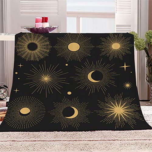 Kosmisches Objekt Kuscheldecke 150x200 cm Flanell Decke Extra Weich Flauschige Wohndecke Sonne Mond Sterne mit Muster Blanket Fleecedecke Waschbar Microfaser Sofadecke Couchdecke bettüberwurf von LLSL