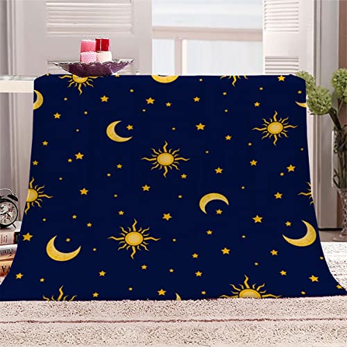 Kuscheldecke Erwachsene 180x220 cm Sterne Mond Weiche Flauschige Flanelldecke mit Muster 3D Effekt Decke Microfaser Wohndecke Blau Tagesdecke Sofadecke Couchdecke TV-Decken von LLSL