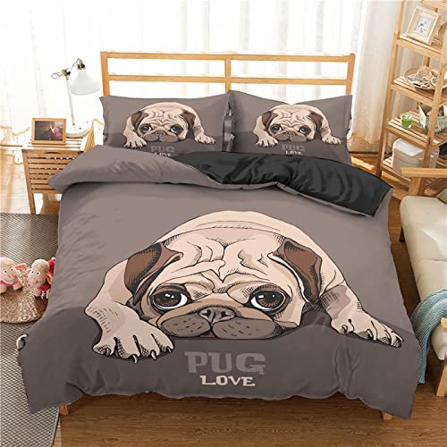 LLSZAHD BettwäSche 200x200 Braune FranzöSische Bulldogge Weiche Und Angenehme Schlafkomfort 100% Mikrofaser BettwäSche-Sets -1 Bettbezug 200x200 cm + 2 KissenbezüGe 80 X 80 cm von LLSZAHD