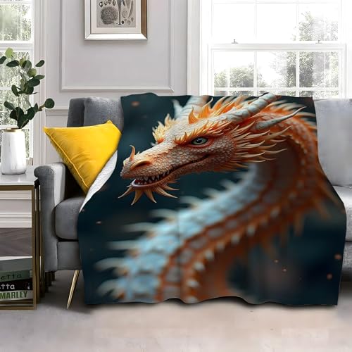 Flauschig Kuscheldecke 150x200cm Orangefarbener Drache Wohndecke Warm Weiche Hautfreundlich Waschbar Kinder Erwachsene für Wohnzimmer, Schlafzimmer, Camping, Picknick Flauschig Kuscheldecke 150x200cm Orangefarbener Drache Wohndecke Warm Weiche Hautfreundlich Waschbar Kinder Erwachsene für Wohnzimmer, Schlafzimmer, Camping, Picknick von LLSZAHD