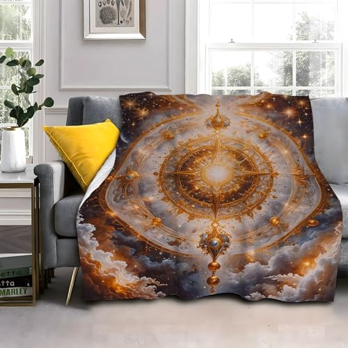 Flauschig Kuscheldecke 150x200cm Weißer Kompass Wohndecke Warm Weiche Hautfreundlich Waschbar Kinder Erwachsene für Wohnzimmer, Schlafzimmer, Camping, Picknick von LLSZAHD
