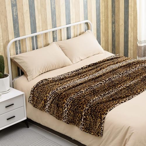 Flauschig Kuscheldecke 200x220cm Brauner Leopardenmuster 3D Wohndecke Warm Weiche Sofadecke Waschbar Kinder Erwachsene für Wohnzimmer, Schlafzimmer, Camping, Picknick von LLSZAHD