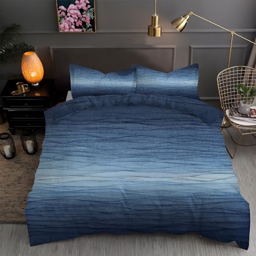 LLSZAHD BettwäSche 135x200 Blau Bettbezug 135x 200 3 Teilig mit ReißVerschluss Farbverlaufsmalerei Weich und bügelfrei BettwäSche-Sets - WendebettwäSche mit 2 Kissenbezug 80x80 von LLSZAHD