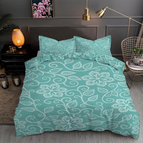 LLSZAHD BettwäSche 135x200 Cartoon-Blumen Mikrofaser Bettbezug 135 x 200 Set mit 80x80 cm Kissenbezug, BettwäSche-Sets Blatt Bügelfrei für Einzelbetten mit ReißVerschluss von LLSZAHD