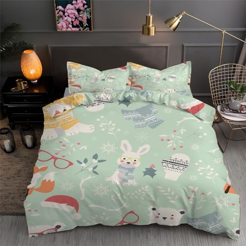LLSZAHD BettwäSche 135x200 Cartoon Hase Bär Schlafkomfort Mikrofaser BettwäSche-Sets - 1 Weiche und Angenehme Bettbezug 135x200 cm + 2 KissenbezüGe 80 x 80 cm von LLSZAHD