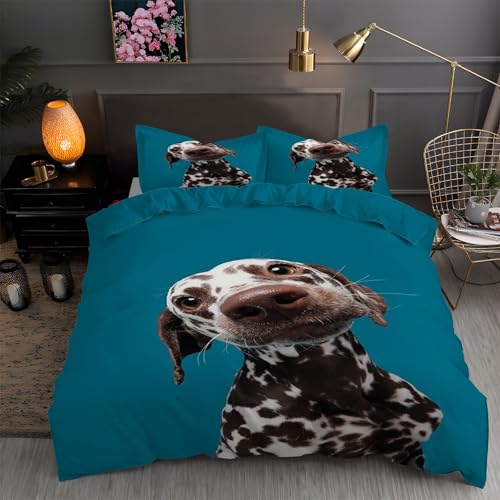 LLSZAHD BettwäSche 135x200 Dalmatiner Bettbezug 135x 200 3 Teilig mit ReißVerschluss Dalmatiner Weich und bügelfrei BettwäSche-Sets - WendebettwäSche mit 2 Kissenbezug 80x80 von LLSZAHD