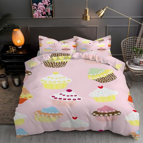 LLSZAHD BettwäSche 135x200 Dessert, Kuchen Bettbezug 135 x 200 3 Teilig mit ReißVerschluss Weich und BüGelfrei BettwäSche-Sets - WendebettwäSche mit 2 Kissenbezug 80x80 LLSZAHD BettwäSche 135x200 Dessert, Kuchen Bettbezug 135 x 200 3 Teilig mit ReißVerschluss Weich und BüGelfrei BettwäSche-Sets - WendebettwäSche mit 2 Kissenbezug 80x80 von LLSZAHD