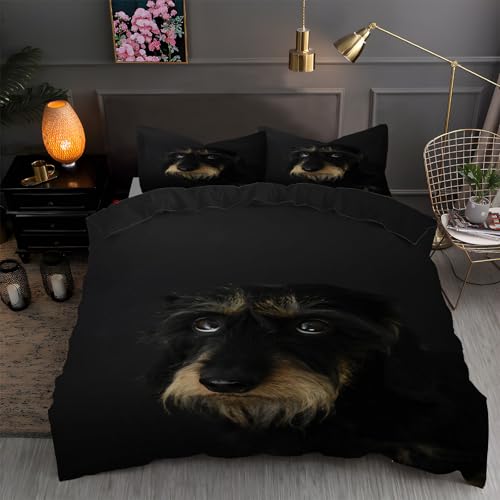 LLSZAHD BettwäSche 135x200 Deutscher Jagdterrier, Hund Bettbezug 135 x 200 3 Teilig mit ReißVerschluss Weich und BüGelfrei BettwäSche-Sets - WendebettwäSche mit 2 Kissenbezug 80x80 von LLSZAHD