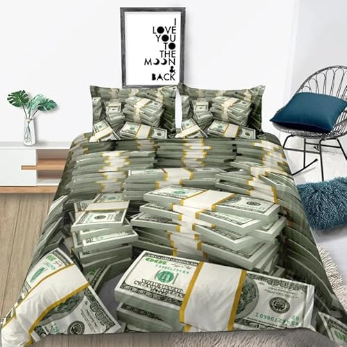 LLSZAHD BettwäSche 135x200 Dollar - Geld Bettbezug 135 x 200 3 Teilig mit ReißVerschluss Weich und BüGelfrei BettwäSche-Sets - WendebettwäSche mit 2 Kissenbezug 80x80 LLSZAHD BettwäSche 135x200 Dollar - Geld Bettbezug 135 x 200 3 Teilig mit ReißVerschluss Weich und BüGelfrei BettwäSche-Sets - WendebettwäSche mit 2 Kissenbezug 80x80 von LLSZAHD