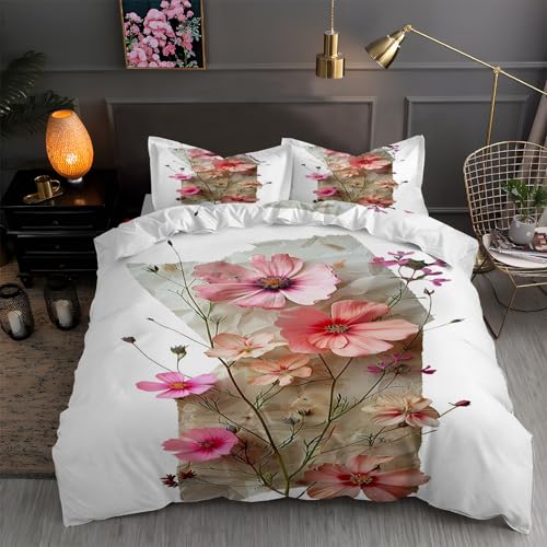 LLSZAHD BettwäSche 135x200 Herbstlilie, Blumen Bettbezug 135 x 200 3 Teilig mit ReißVerschluss Weich und BüGelfrei BettwäSche-Sets - WendebettwäSche mit 2 Kissenbezug 80x80 von LLSZAHD