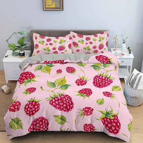 LLSZAHD BettwäSche 135x200 Himbeere - Anlage Bettbezug 135 x 200 3 Teilig mit ReißVerschluss Weich und BüGelfrei BettwäSche-Sets - WendebettwäSche mit 2 Kissenbezug 80x80 von LLSZAHD